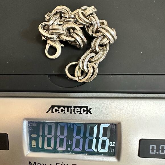 Chunky Heavy Unisex Bracelet Silver tone link  Boho Bohemian Festivalwear - Picture 6 of 10